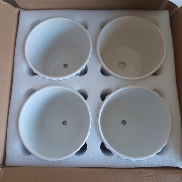 Decorative Modern Design Garden Planters | Set of 4 | 5.5"x4.7" | White Ceramic - Picture 6 of 8